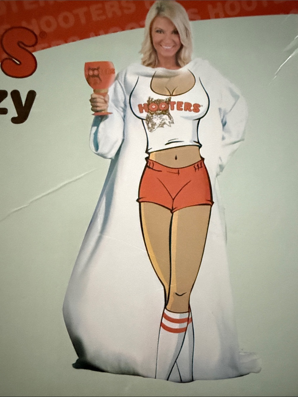 New in box Hooters White and Orange Novelty cozy Sleep Cover